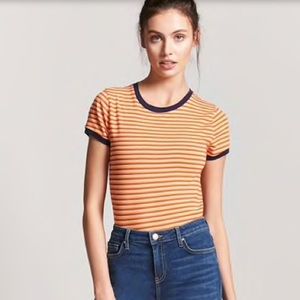 💛 FITTED ORANGE/YELLOW STRIPED TOP 🧡
